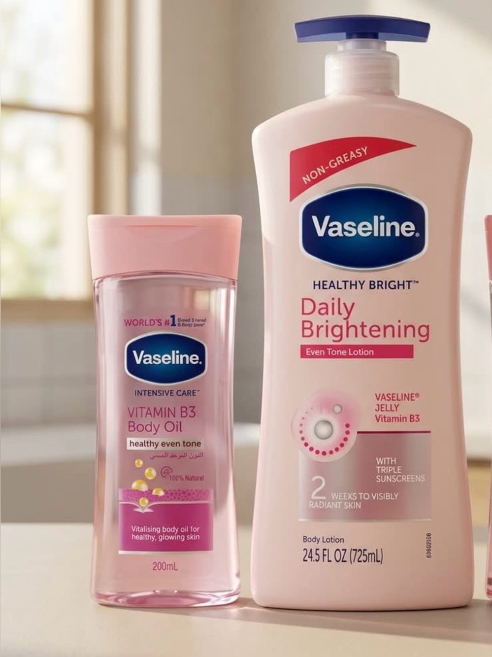 Vaseline Healthy Bright Daily Brightening Lotion & Vitamin B3 Body Oil - Pink